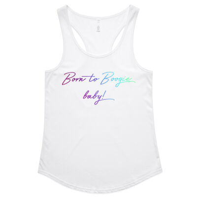 Born to Boogie Active Wear Singlet - Rainbow Font Thumbnail