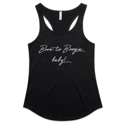 Born to Boogie Active Wear Singlet - White Font Thumbnail
