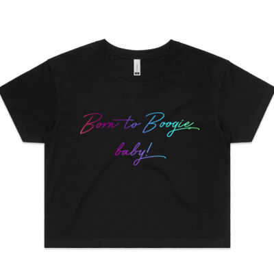 Born to Boogie Women's Crop Top - Rainbow Font Thumbnail