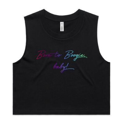 Born to Boogie Women's Crop Tank Top - Rainbow Font Thumbnail