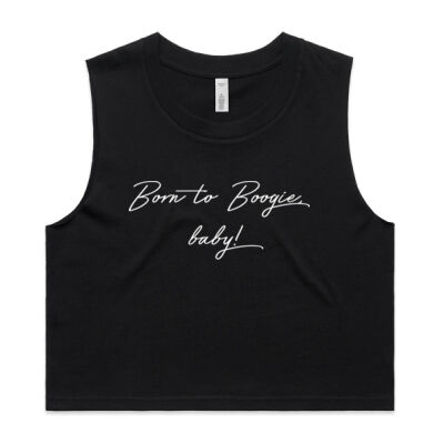 Born to Boogie Women's Crop Tank Top - White Font Thumbnail