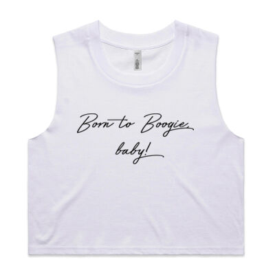 Born to Boogie Women's Crop Tank Top - Black Font Thumbnail