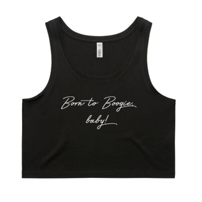 Born to Boogie Women's Crop Singlet - White Font Thumbnail