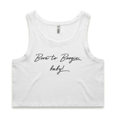 Born to Boogie Women's Crop Singlet - Black Font Thumbnail