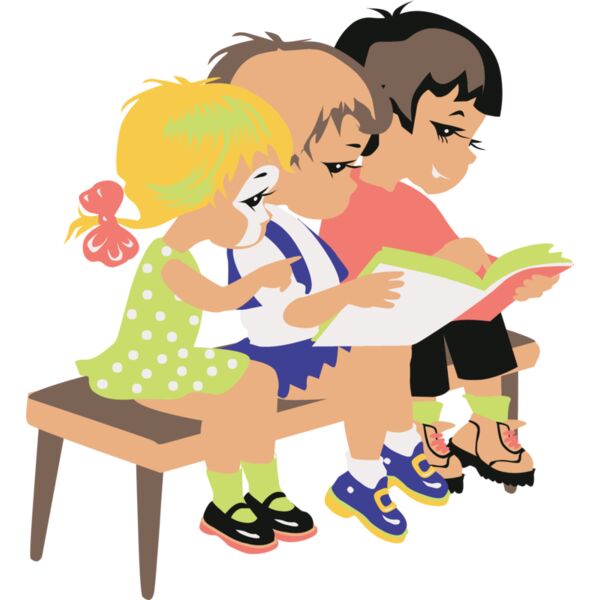 Kids reading on bench seat Thumbnail